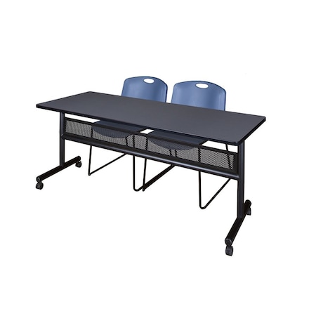 Kobe Rectangle FlipTop Table, 72" W, 29" H, Laminate Top, Gray MKFTM7224GY44BE
